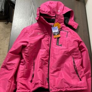 NWT - Moerdeng Women’s Waterproof Ski Jacket Hooded - Rose Red - 2XL